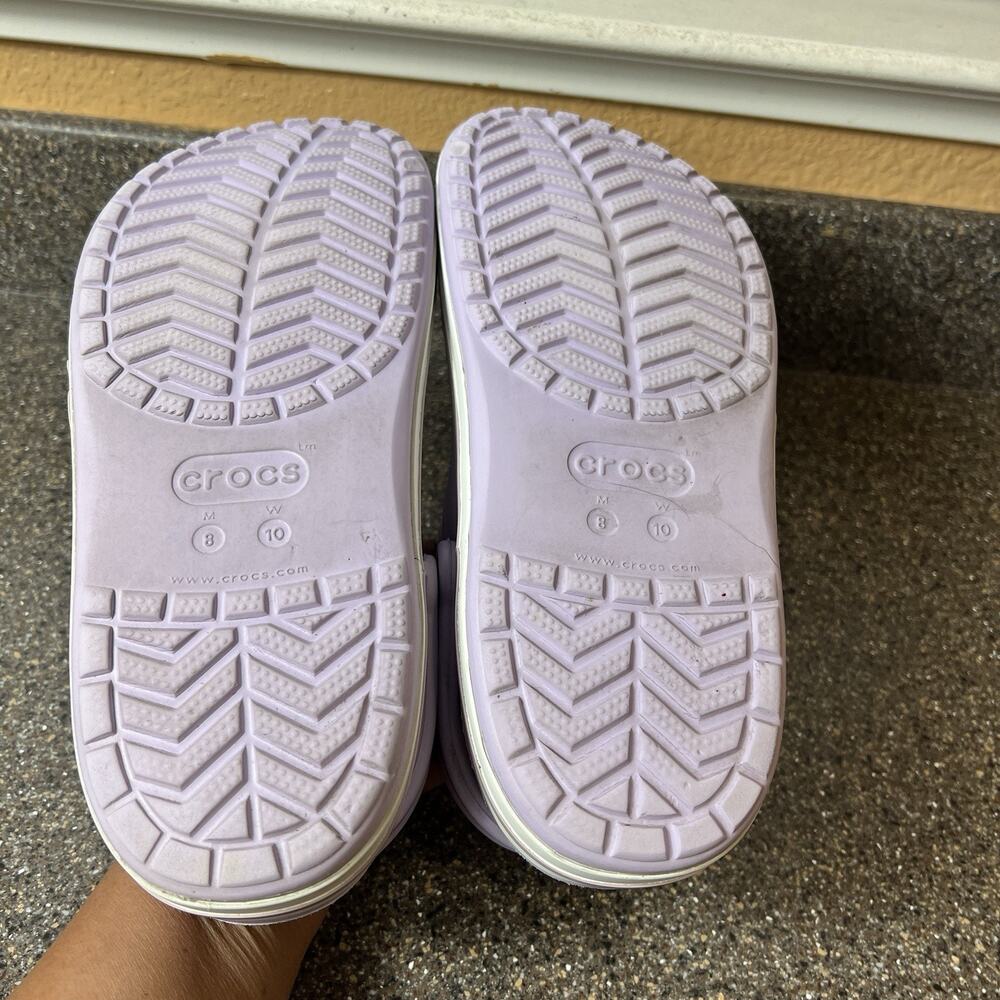 CROCS Iconic Comfort Womens Sz 10 Slip On Rubber Purple Clogs Shoes Mens 8 Mules - Picture 10 of 11